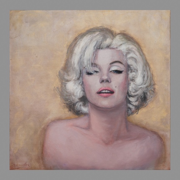 "Marilyn last sitting" , original painting, portrait ,oil on canvas 26"x26" - Picture 1 of 4